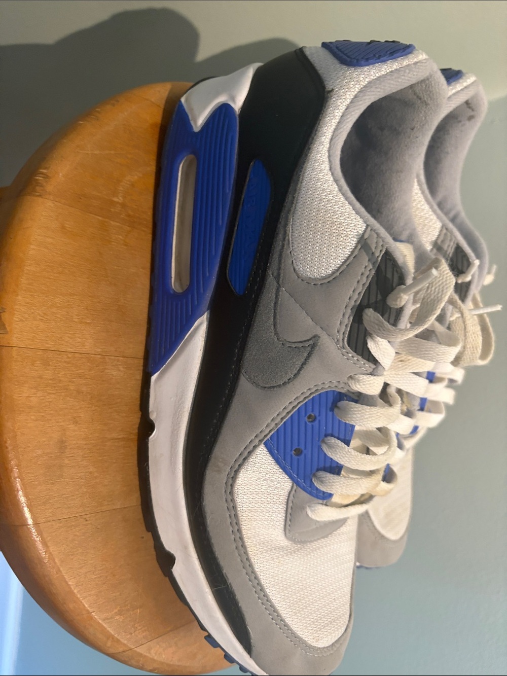 Nike Grey and Blue Men's Sneakers